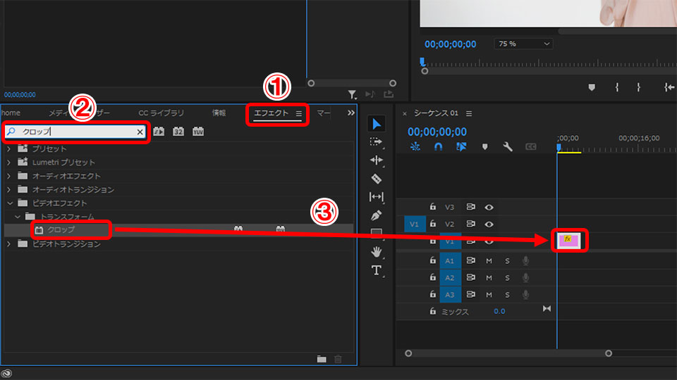 プレミアプロ(Premiere Pro)画像のトリミング方法３つ