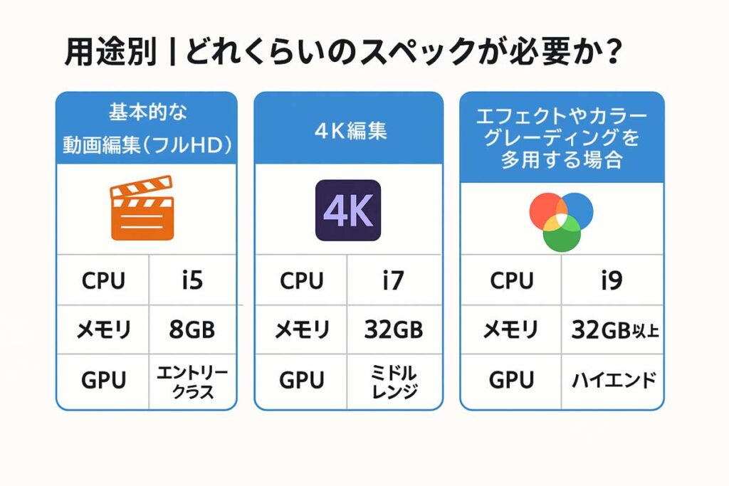 目的別|Premiere ProにおすすめのPC構成例(2025年版)
